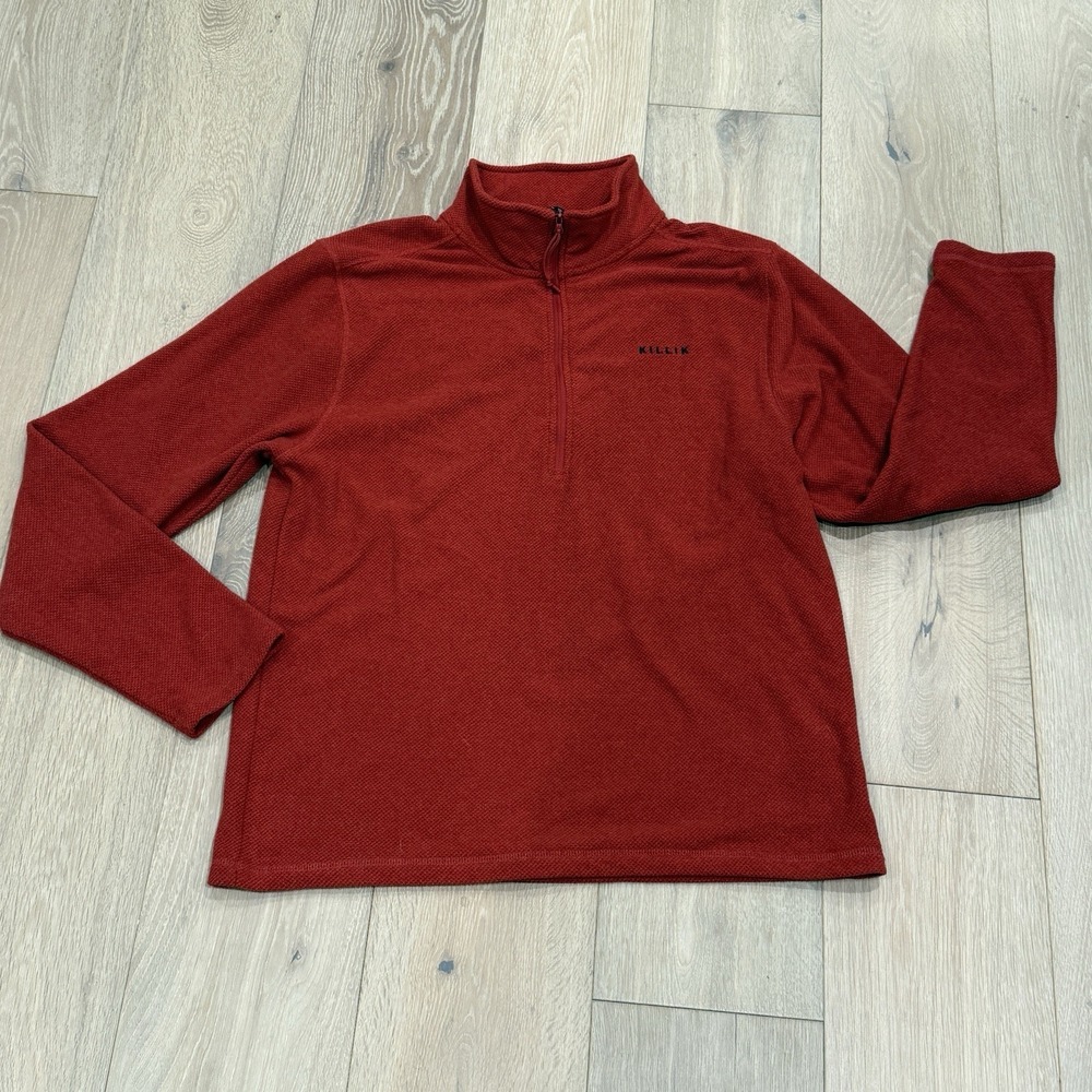 Killik Mens 1/4 Zip Mock Neck Long Sleeve Sweater Red Size Large L